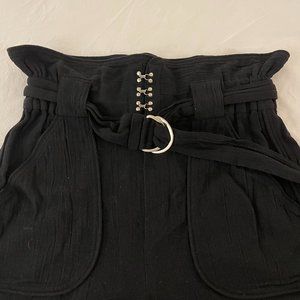 IRO Paris High Waisted Lux Linen Tie Black Shorts